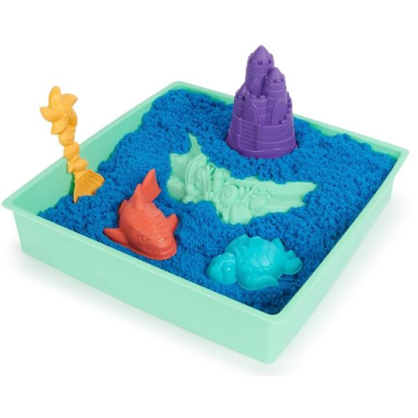 Kinetic sand krabice tekutého písku s podložkou modrá