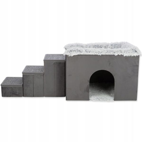 Interiérová bouda Trixie Harvey se schůdky šedá 119×47×50cm