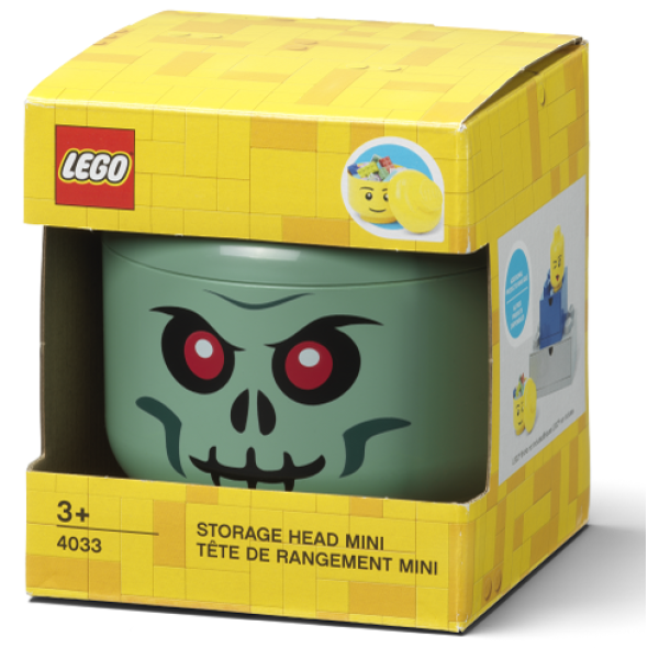 LEGO úložná hlava (mini) – zelený kostlivec