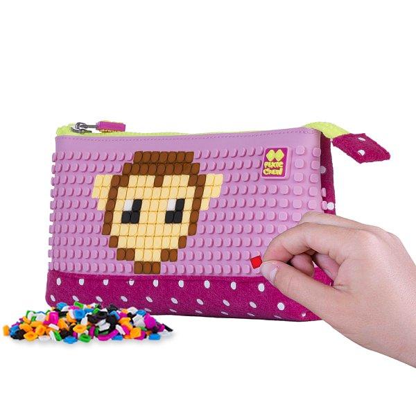 PIXIE CREW velké pouzdro FUCHSIOVÉ S BÍLÝMI TEČKAMI