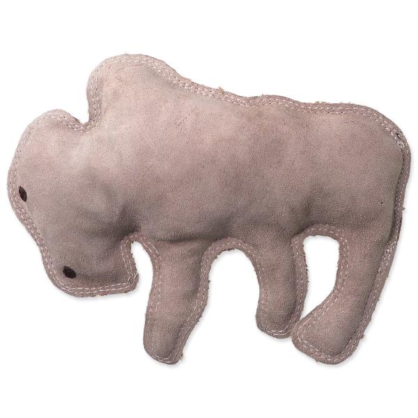Hračka Dog Fantasy Dura-fused bizón pískací, koža a juta 28cm