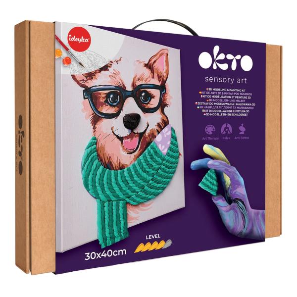 OKTO Maľba a 3D modelovanie obraz "Fashion Corgi" 30x40 cm