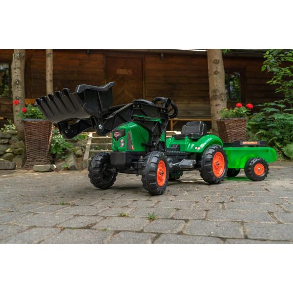 Falk Supercharger šlapací Traktor Velký s otevírací kapotou a vlečkou zelený (obrázek 9)