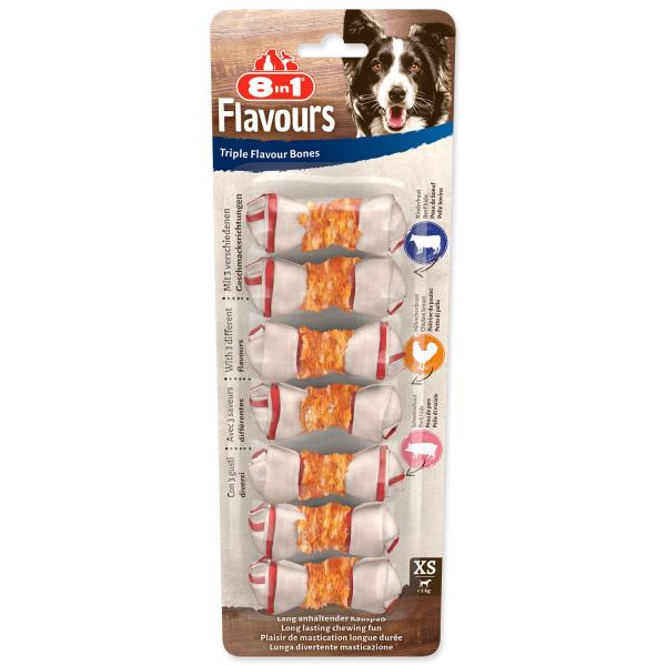 Pochoutka 8in1 Triple Flavour kost žvýkací XS 7ks