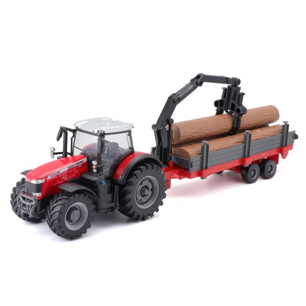 Bburago 1:50 Farm Massey FERGUSSON 8740S trattore Trattore con carrello rimorchio
