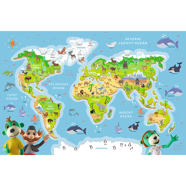 Trefl Vzdělávací puzzle 48 dílků – Treflíci poznávají zvířata světa CZ / Trefl