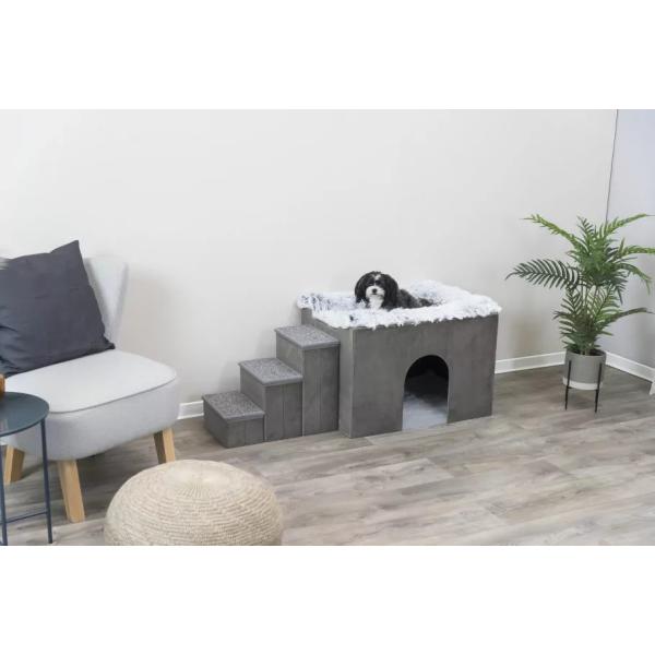 Interiérová bouda Trixie Harvey se schůdky šedá 119×47×50cm (obrázek 3)