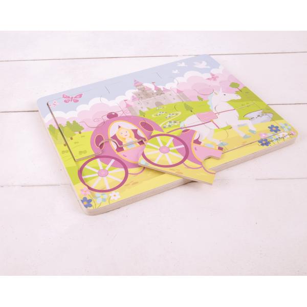 Bigjigs Toys Dřevěné puzzle princezna s kočárem (obrázek 3)
