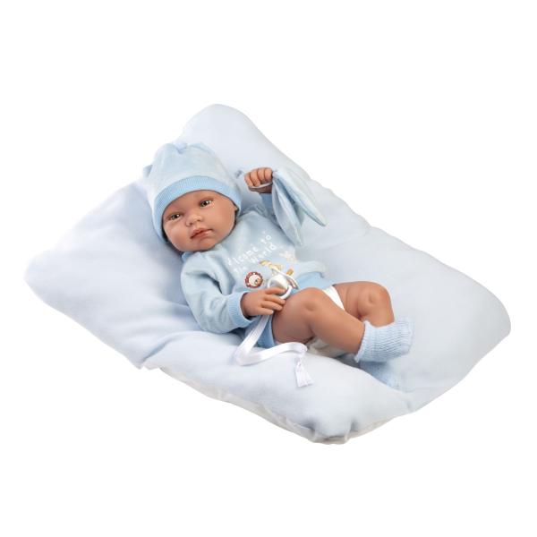Llorens 84345 NEW BORN CHLAPEČEK - realistická panenka miminko s celovinylovým tělem