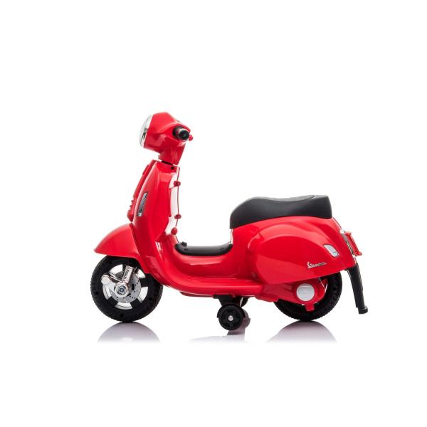 Elektrická motorka Vespa GTS, červená, s pomocnými koly, Licencované, 6V Baterie, 30W (obrázek 3)
