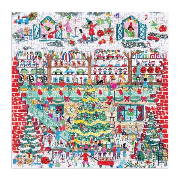 Galison Fóliové puzzle Michael Storrings Vánoční dílna hraček 500 dílků (obrázek 3)