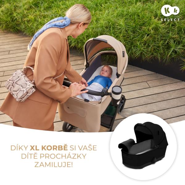 KINDERKRAFT SELECT Kočárek kombinovaný Yoxi 2v1 Pure Black (obrázek 5)