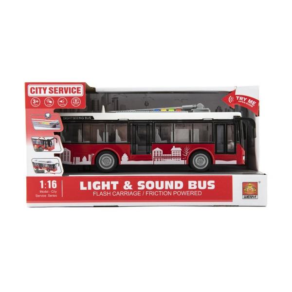 Autobus/trolejbus plast 28cm na setrvačník na baterie se světlem a zvukem (obrázek 5)