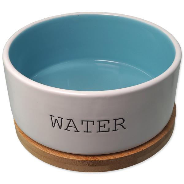 Ciotola Dog Fantasy ceramica ACQUA bianco/blu con piattino 16x6,5cm, 850ml