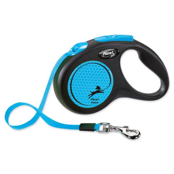 Samonavíjecí vodítko pro psy Flexi New Neon Tape S 5 m modré