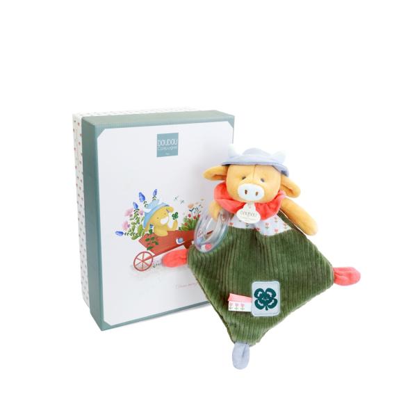 Doudou Darčeková sada Kravička Aneth s hrkálkou 21 cm