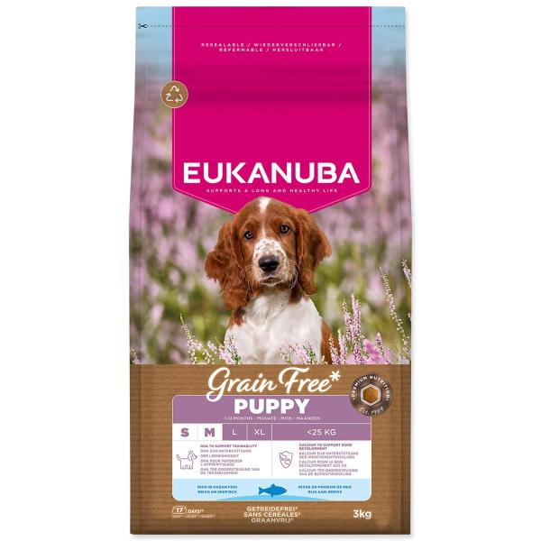 Krmivo EUKANUBA Grain Free Puppy Small & Medium rich in ocean fish 3 kg