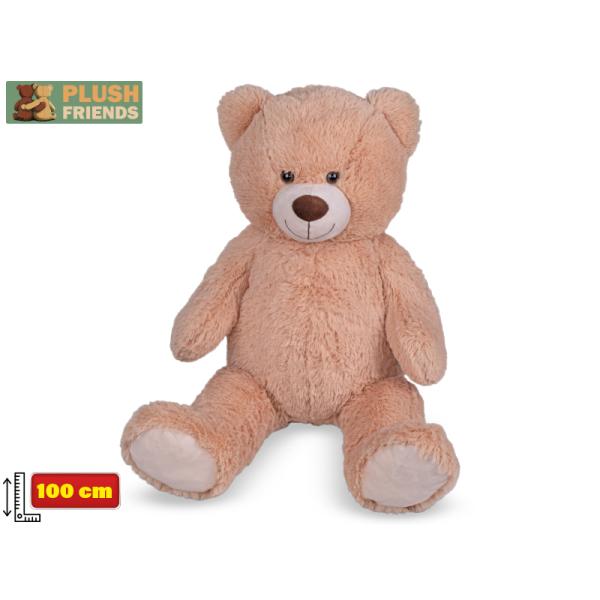 Plush Friends medveď plyšový 100cm krémový s mašľou