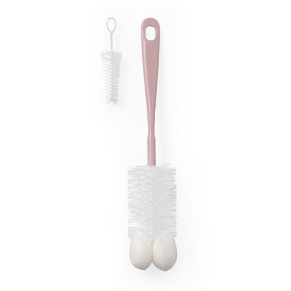 BABYONO Kefa na dojčenské fľaše s mini kefkou Pink