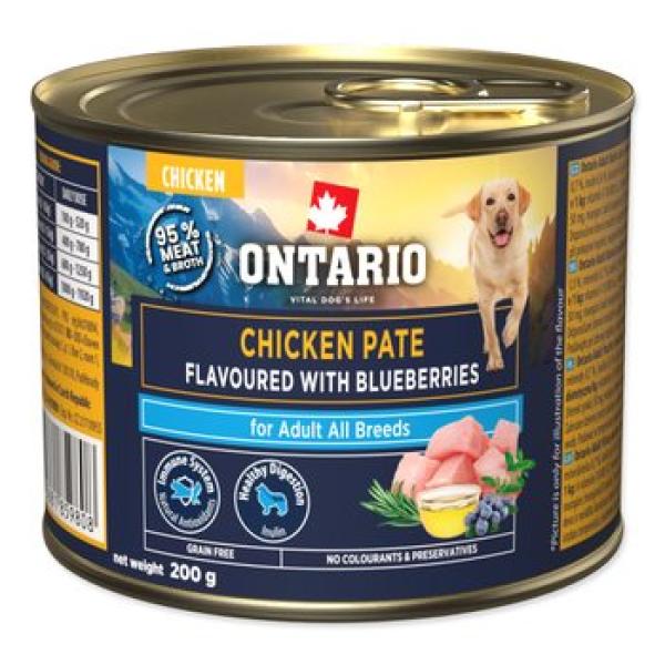 Konzerva Ontario Adult kuřecí paté s příchutí borůvek 200g
