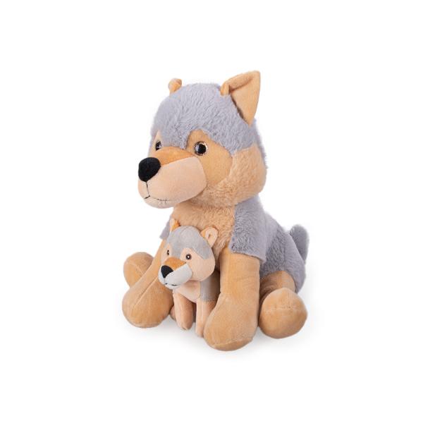 Pes husky plyšový 25cm sediaci s mláďaťom