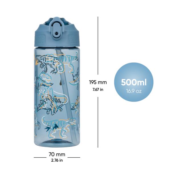 BAAGL Tritanová láhev na nápoje s brčkem Dino, 500 ml