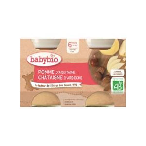 BABYBIO Jablko s kaštanovým pyré (2x 130 g) - ovocný příkrm