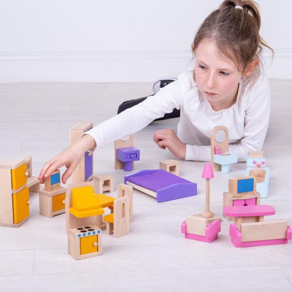Bigjigs Toys Dřevěný nábytek do domečku pro panenky (obrázek 5)