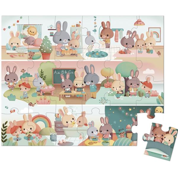 Janod Puzzle v kufříku Můj den 24 ks