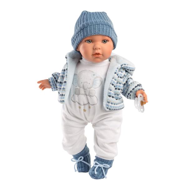 Llorens 42405 BABY ENZO – realistická panenka se zvuky a měkkým látkovým tělem – 42 cm
