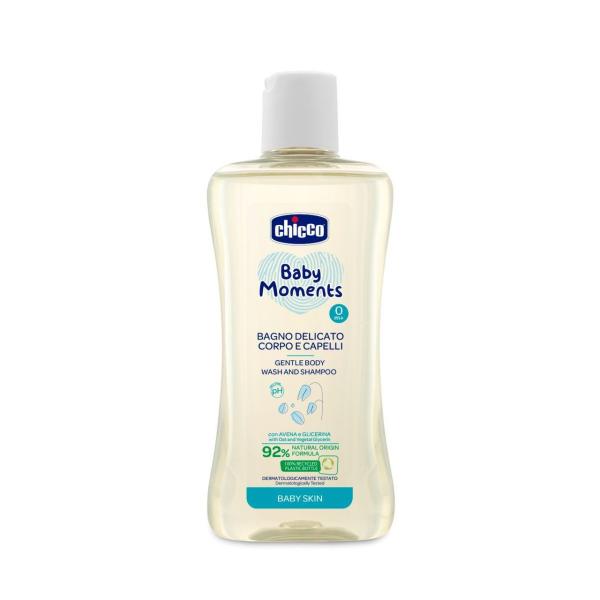 CHICCO Šampon jemný na vlasy a tělo Baby Moments 92% přírodních složek 200 ml