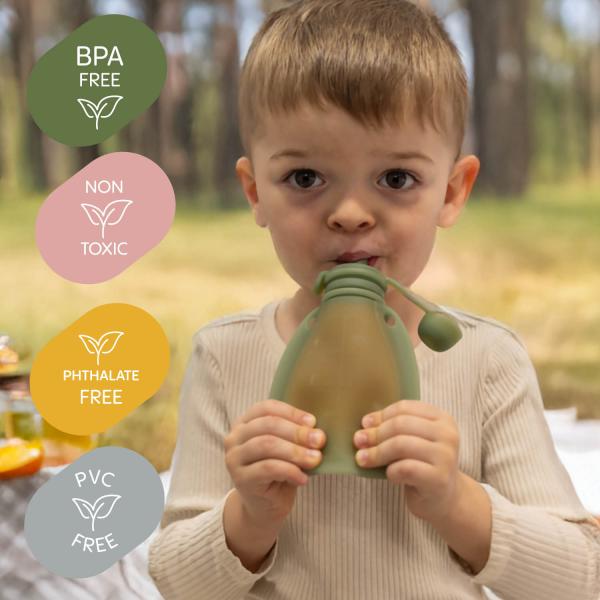 Silikonový plnitelný sáček na dětskou stravu, Transparent Green (obrázek 7)