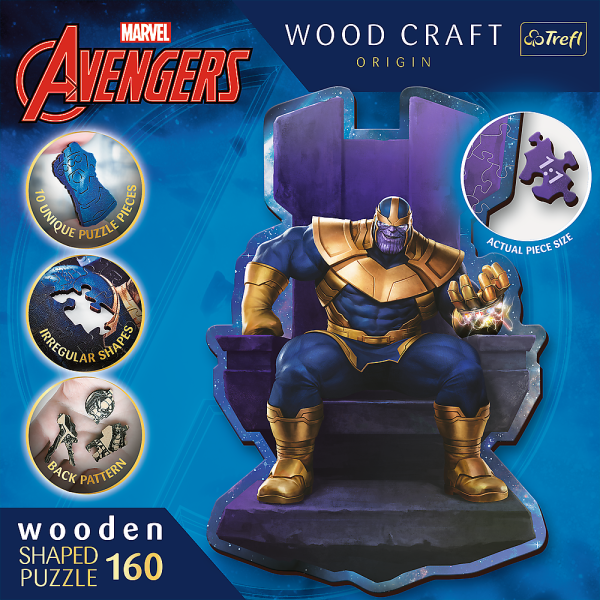 Trefl Dřevěné puzzle 160 dílků - Thanos na trůnu / Disney Marvel Heroes (obrázek 3)