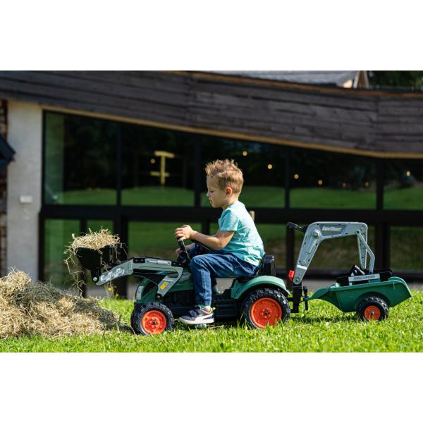Falk Šlapací traktor Vintage 2054N se lžící, bagrem a přívěsem, zelený (obrázek 4)