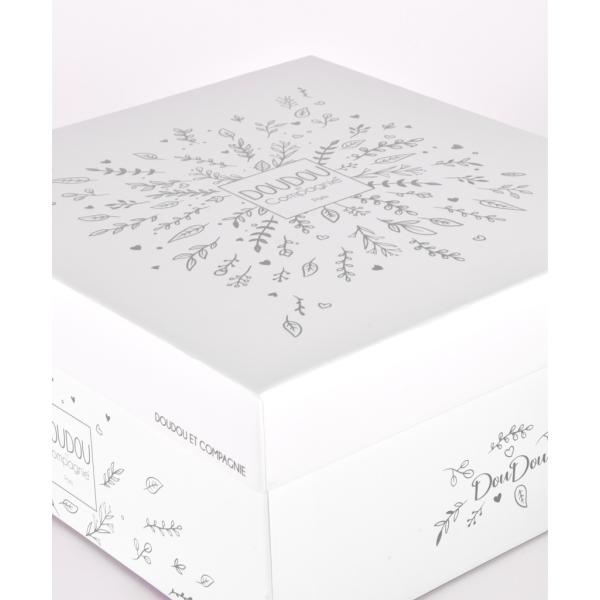 Doudou Dárková sada Plyšový lední medvídek s kroužkem 30 cm šedý