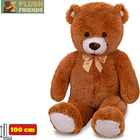 Plush Friends medveď plyšový 100cm tmavo hnedý s mašľou