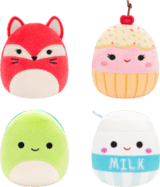 SQUISHMALLOWS Micromallows 4Pack - Líška, Korytnačka, Mliečko, Torta