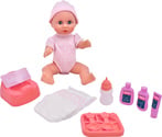 Dolls World - Baby Olivia 38 cm trinkt und macht Pipi mit schließbaren Augen und Zubehör