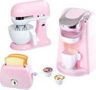 PLAYGO - Tre eleganti elettrodomestici da cucina - rosa (macchina da caffè, frullatore, tostapane)