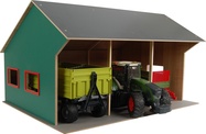 Kids Globe Farming garage in legno 55,5x75,5x43cm 1:16 per 3 trattori in scatola
