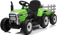 Elektrický Traktor WORKERS s vlečkou, zelený, Pohon zadných kolies, 12V batéria