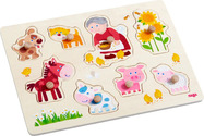 Haba Drevené vkladacie puzzle Babička a jej zvieratká