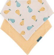 PETITE&amp;MARS Podbradník bandana Luke 2 ks Beige Pears&amp;Intense Ochre 3m+