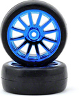 Traxxas koleso, disk 12-spoke modrý, pneu slick (2)