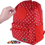 PIXIE CREW Kinder Rucksack, roter Stoff mit weißen Punkten, kleines Panel
