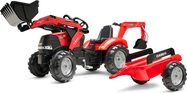 Falk Šliapací traktor 996Y Case IH s nakladačom, rýpadlom a vlečkou
