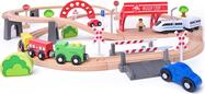 Binario Woody Train con macchina elettrica e viadotto