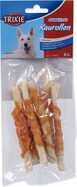 Pochúťka Trixie DentaFun byvolia koža obalená kuracím mäsom, rolky 12cm 70g