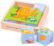 Bigjigs Jucării Cuburi de imagini cuburi Dinozauri 9 cuburi