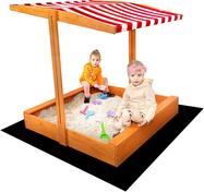Baby Mix 120x120 cm rot-weißes hölzernes Sandkasten mit Dach für Kinder